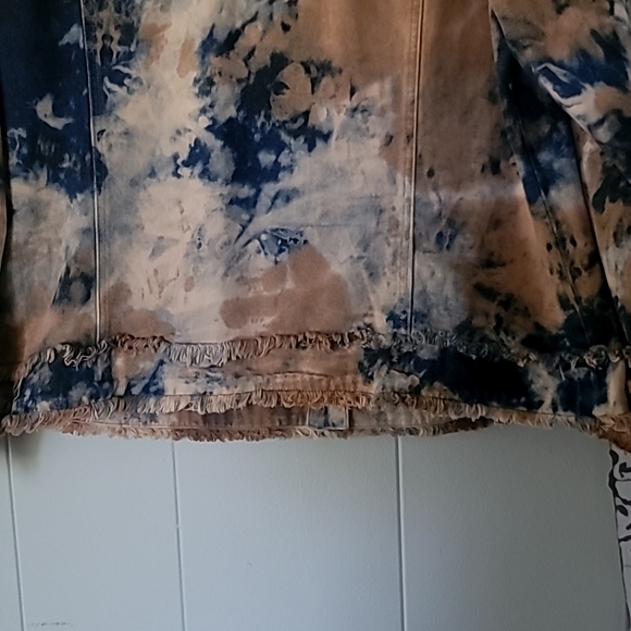 Ashley Stewart Tie Dye Denim Fringe Jacket Size-16W - Picture 10 of 10